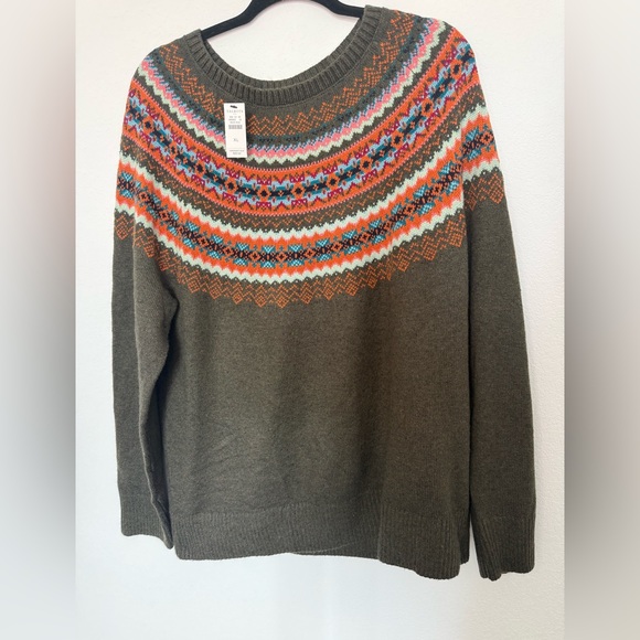 NWT Talbots Tweed Fair Isle Crewneck Sweater Multicolor Knit Sweater - Picture 2 of 6